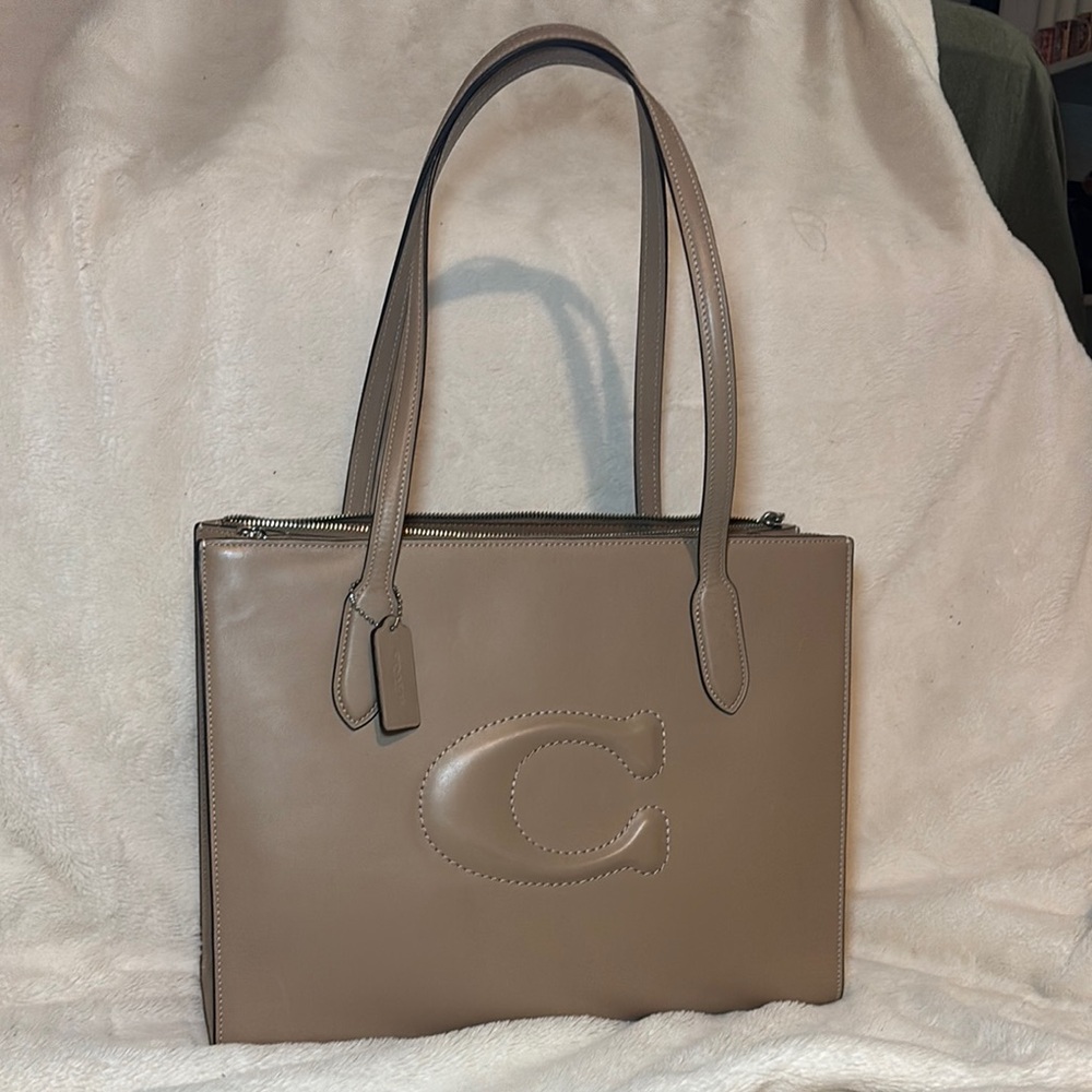 Coach Tan Structured Leather Tote